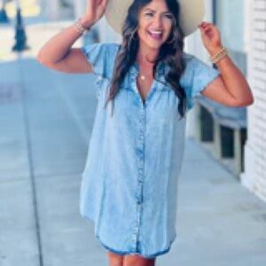 NWT - ee:some Denim Your Go-To Denim Dress - L - with pockets!